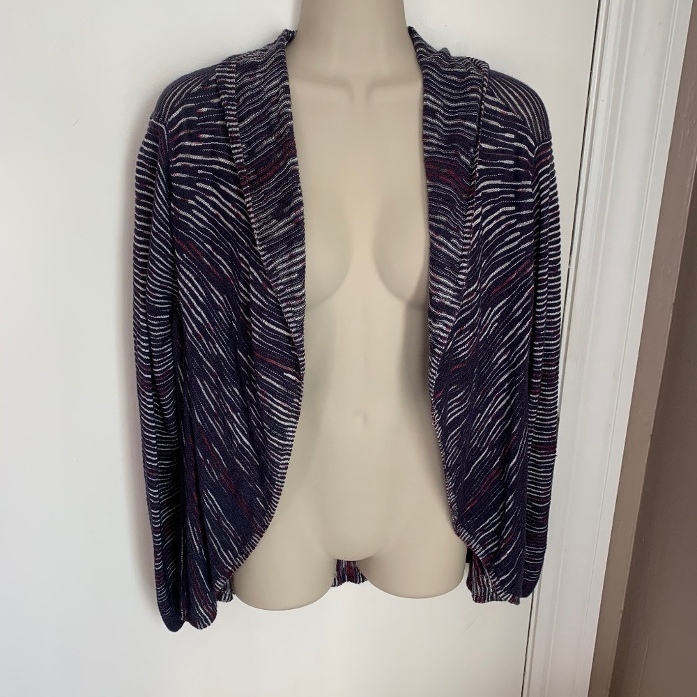 NWT NIC+ZOE linen striped open front cardigan
